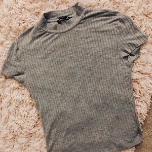 Bershka Grey Fitted Top (M)
